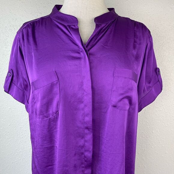 NWT Dana Buchman Purple Button Down Shirt Size XL - Picture 2 of 8